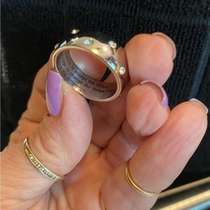 Vintage Serenity Prayer Ring Stainless size 10 with imbedded crystals NEVER WORN